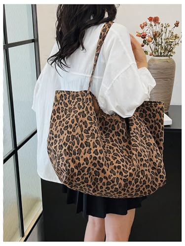 MakeMeChic Women's Leopard Tote Bag Cheetah Oversize Shoulder Bag Weekender Bag - color: Multicolor a