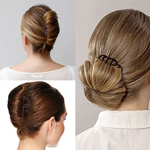 8 Pieces Hair Side Combs, Metal Hair Fork Clip Hair Pins for Buns Hair Updo U-Shape Hair Sticks for Women Hair Styling Tool Accessories - color: Black in 3 styles