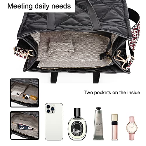 Canvas Tote Bag for Women Top Handle Handbag Crossbody Tote Bag for Women - color: B1-solid Black