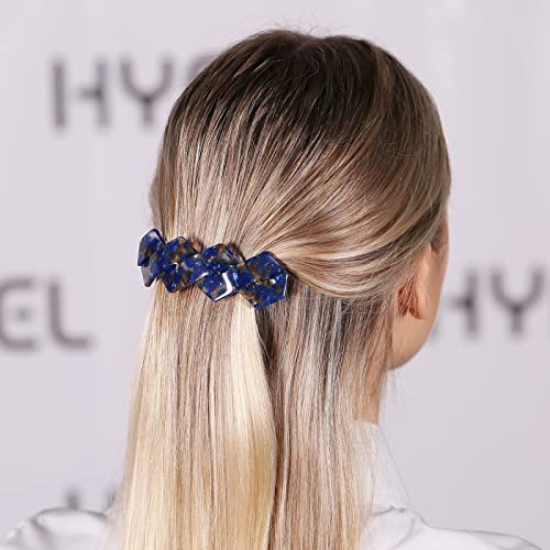 HYFEEL Hair Barrettes Large French Clips Wide Hair Clasp for Women Thick Fine Hair Accessories - Blue Tortoiseshell - 3Pcs (Navy Blue, Brown) - color: Navy Blue, Brown, Tortoise Shell