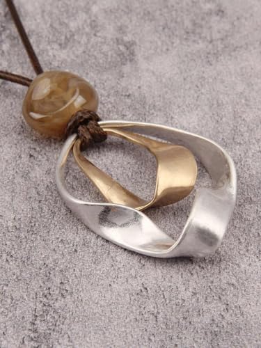Jeilwiy Leather Necklace for Women Funky Necklace Choker String Cord Necklace with Pendant Boho Style Jewelry - style: Twisted Pendant Necklace