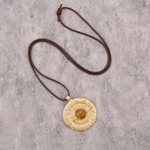 JAOYU Boho Necklace for Women Large Pendant Necklace Boho Long Choker Leather Gold Necklace Vintage Earthy Jewelry Trendy - style: Chunky Boho Pendant Necklace