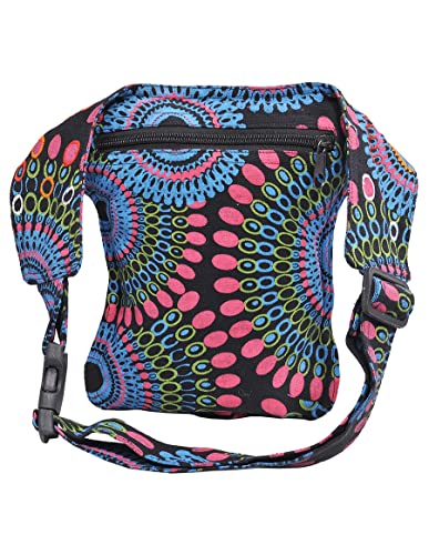 The Collection Royal Handmade Festival Waistpack Boho Hippie Waist Bag Hip Bum Running Belt Fanny Pack Travel Utility Belt (Blk+Blu+Prpl) - color: Blk+Blu+Prpl