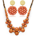 2 Pcs Hippie Boho Colorful Ceramic Beaded Necklace and Earrings Set for Women Adjustable Chunky Round Beads Strand Statement Necklace Colorful Summer Beaded Earrings Bohemian Jewelry Gift - color: Dark Pink