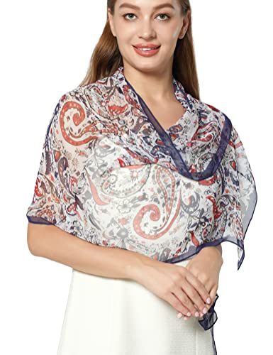 PANTONIGHT Long Chiffon Fashion Scarf Lightweight Chiffon Sheer for women - color: Blue