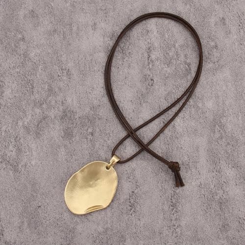 Leather Necklace for Women Vintage Boho Necklaces Black Cord Choker With Pendant Casual Chunky Leather Necklace Trendy - style: Large Gold Pendant Necklace
