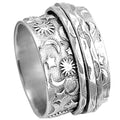 Jude Jewelers Stainless Steel Hammered Sun Moon Star Rotating Spinner Statement Band Ring
