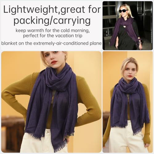 Harewom Lightweight Gauze Linen Feeling Shawl Wraps for Women Beach Summer Scarf for Evening Wedding Dresses - color: Shawl Wraps - Purple