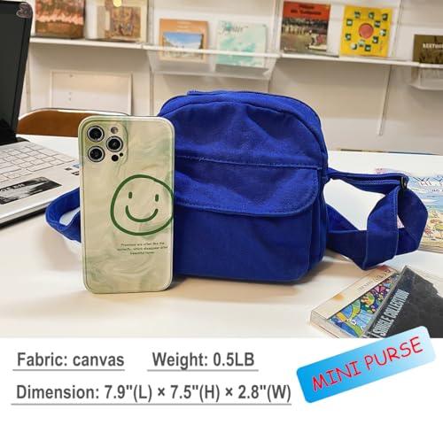Small Crossbody Bag Cute Purse Mini Canvas Crossbody Purse Phone bag - color: Coffee