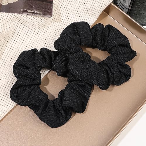 Ivyu Hair Scrunchies for Women - Hair Ties No Damage Both for Thick Hair or Thin Hair Curl Hair No Crease Black Scrunchies Ponytail Holder No Hurt Your Hair - color: Black