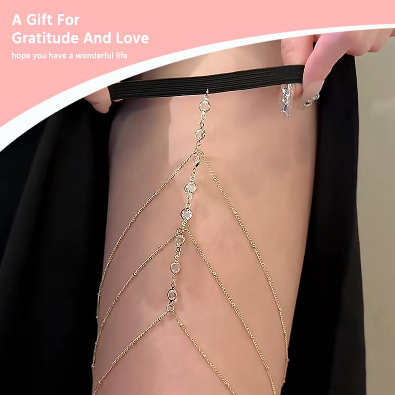 Multi-Layer Leg Ring Chain for Women Summer Thigh Chains Charm Fashion Body Accessories Decor for Women Ladies Leg Belts