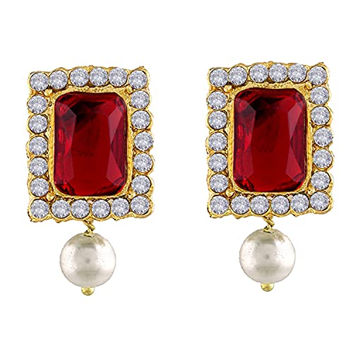 Aheli Ethnic Choker Necklace Earrings Wedding Bollywood Party Jewelry Set Gift for Women - color: Maroon 1