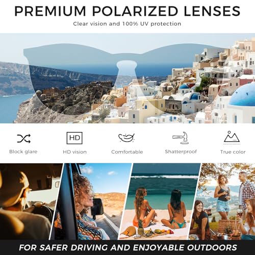 SUNGAIT Premium Vintage Round Sunglasses for Women Men Classic Retro Trendy Style - color: 17 Black Frame (Matte Finish)/Photochromic Lens