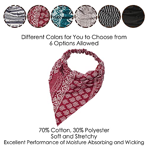 Vercret 6 Pack Hair Scarf Headband for Women Elastic Bandana Head Scarf Large Boho Triangle Kerchief with Clips Non Slip Scarves - color: C Pack Floral