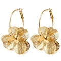Gold Flower Earrings for Women Boho Orchid Earrings Floral Hoop Petal Earring Prom Wedding Jewelry - style: A:GOLD