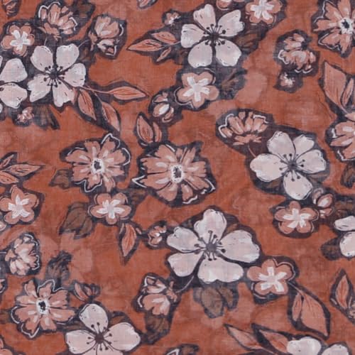 MELIFLUOS DESIGNED IN SPAIN Scarf for Women Lightweight Floral Flower Scarves for Summer Fall Shawl Wrap - color: Barcelona Collections 47 - Orange Floral Design