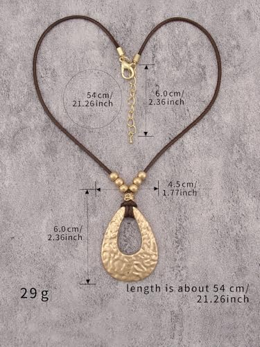 GelConnie Leather Necklaces Turquoise Long Boho Necklaces for Women Brown Chunky Circle Pendant Chocker Necklace Gold Sweater Necklace - style: Boho Vintage Necklace