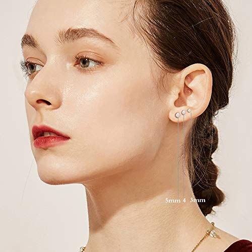 925 Sterling Silver Dot Stud Earrings | Small Simple Round Disc Stud Earrings | Tiny Flat Circle Hypoallergenic Cartilage Tragus Piercing Earrings Gifts for Women Men 2mm 3mm 4mm 5mm - color: #1 white gold-3/4/5mm