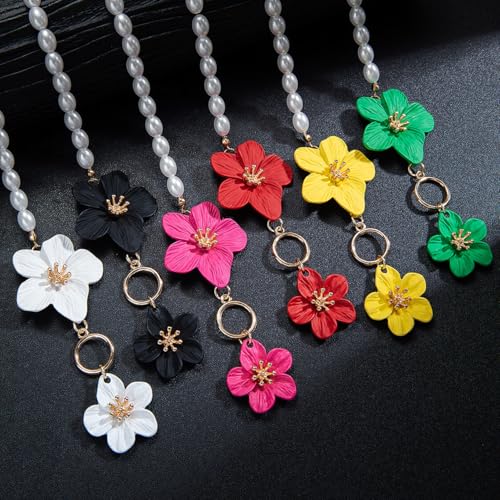 Flower Anklets for Women Trendy Flower Ankle Bracelet Boho Floral Anklet Summer Beach Anklets Jewelry for Women - color: Pearl Chain Yellow