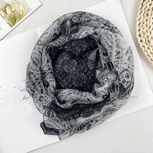 Xyueanlo Scarfs for Women Fashion Scarves Print Pattern Lightweight Sunscreen Scarf Wraps Shawls - color: Cashew Black
