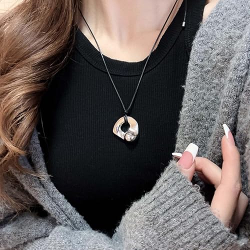 Frodete Statement Necklace for Women Chunky Gold Necklaces Long Pendant Necklace Boho Necklaces Gold Pendant Jewelry Cowboy Chic Style Cowgirl Outfit - color: Z6:Silver Pendant Necklace