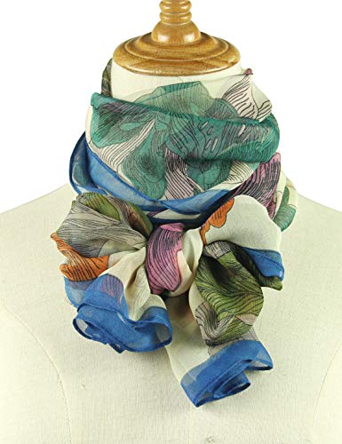 PANTONIGHT Long Chiffon Fashion Scarf Lightweight Chiffon Sheer for women - color: Flower 730
