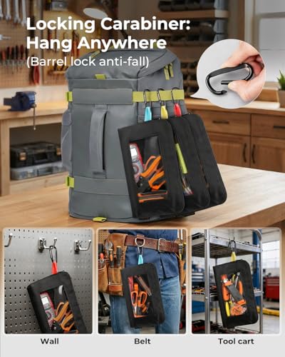 Foxrino Tool Pouch with Clear Window for Men, 1680D Oxford Small Tool Bag, Heavy Duty Tool Pouches with Zipper, Transparent Zipper Pouches for Organizing, Perfect Gifts for Him Dad Father Day, 3 Pack - size: 3 Pack