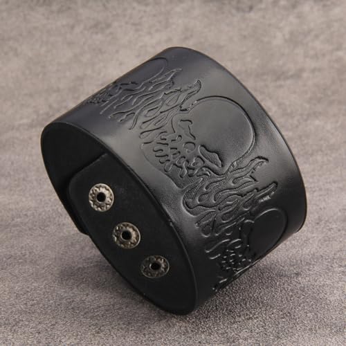 GelConnie Punk Leather Cuff Bracelet Adjustable Straps Wrap Bracelets Arm Armor Cuff Gothic Leather Wristbands for Men, Women - color: MLPB083-Black