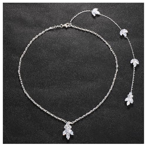 Simple Crystal Flower Back Chain Body Jewelry for Women Sexy Rhinestone Body Chain Necklace Bridal Wedding Backdrop Jewelry for Backless Dress - color: Silver