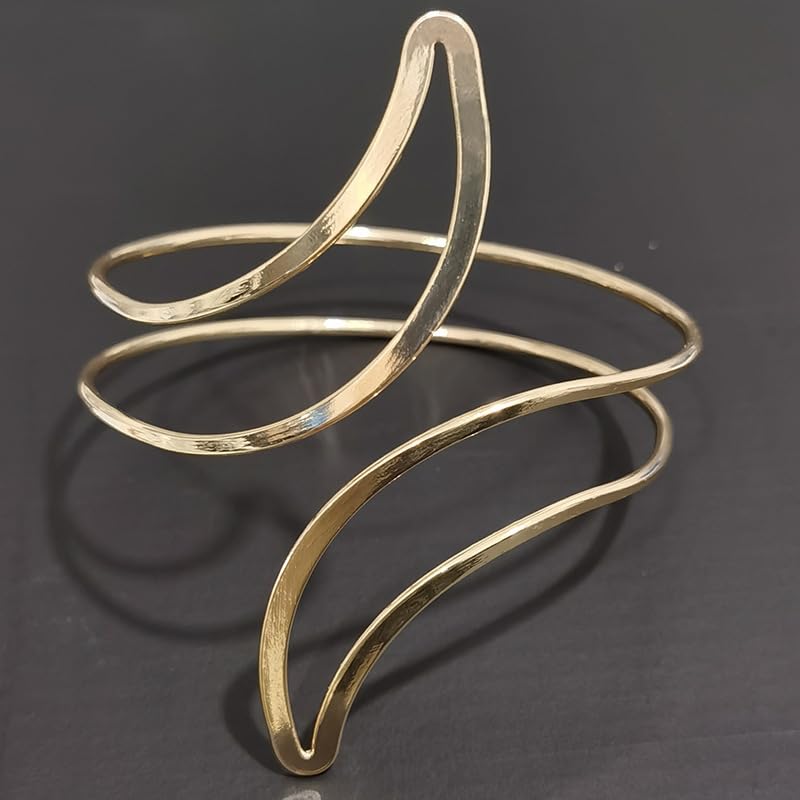 Pingyongchang Arm Cuff Upper Arm Band Cuff Bracelet Bangle for Women Silver Gold Boho Adjustable Flower Butterfly Sun Moon Armband Set Birthday Friendship Gift Holiday Beach Jewelry - style: B-Gold