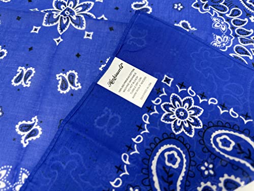 Bandanas Gift Set 12 Pack Soft Thin Handfeel Cotton Bandanna Scarf for men - color: Royal Blue