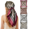 Ciormis 35" Silk Head Scarf for Women, 4 Pcs Satin Hair Scarf Square Silk Bandana Top Neck Scarves Hair Wraps for Sleeping - color: H2-fashion Animal Print-set29
