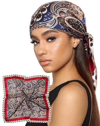AWAYTR 35” Satin Head Scarf for Women Like Silk Scarf for Hair Scarf Satin Hair Bandana Women Headscarf Hair Wrap Scarf Neck - color: Red