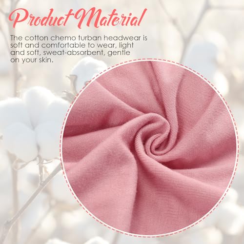 Geyoga Cotton Chemo Headwear Turban for Women Soft Elastic Cancer Hat Cancer Sleep Caps Head Wraps for Women with Hair Loss - color: Pink