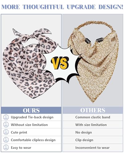 AWAYTR 3Pcs Hair Bandanas Head Kerchief for Women Girls Tie-Back Boho Hair Scarf Headband Bandana Triangle Head Scarf - color: Large Leopard + Zebra Print + Mottled Color