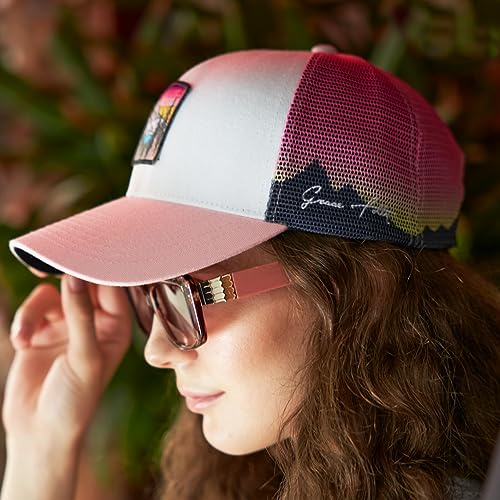 Grace Folly Beach Trucker Hats for Women- Snapback Baseball Cap for Summer - color: Pink Alpine