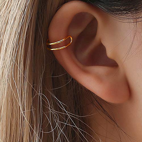 IRONBOX 9Pcs Ear Cuff Earrings for Women 14K Silver/Gold Ear Cuff Non Piercing Cartilage Clip Cuff Earrings Fake Earrings - color: 8Pcs Gold Tone