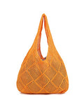 Crochet Mesh Beach Tote Shoulder Handbags Hobo Summer Aesthetic Women's Bag - color: Orange