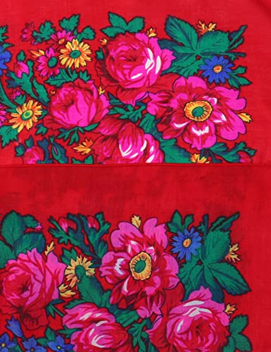 MJ SERECA Acrylic Bandana Printed Hair Scarf Square Ukrainian Head Scarf Floral Babushka Neck Scarf for Women 30"/42"/60" - color: 2 Pack-d 42"
