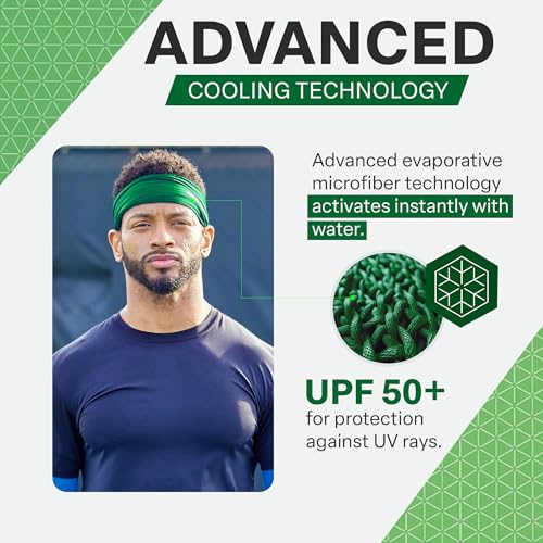 COLD FACTOR Cooling Headband for Women and Men – UPF 50+ Advanced Evaporative Comfort, Instant Cooling Sweatband for Outdoor Sports, Fitness, Yoga, Hiking, Running, and Workout - color: Hunter Green