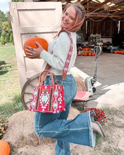 Wrangler Aztec Tote Bag for Women Boho Shoulder Purses and Handbags - color: Angel Diamond Burgundy (Guitar Strap)