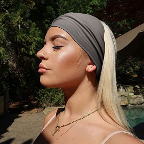 DRESHOW 6 Pack Extra Wide Headbands for Women Large Turban Headband Boho Head Wrap Elastic Hairbands Hair Twisted Knot Hair Accessories - color: 6 Pcs: Solid Color B