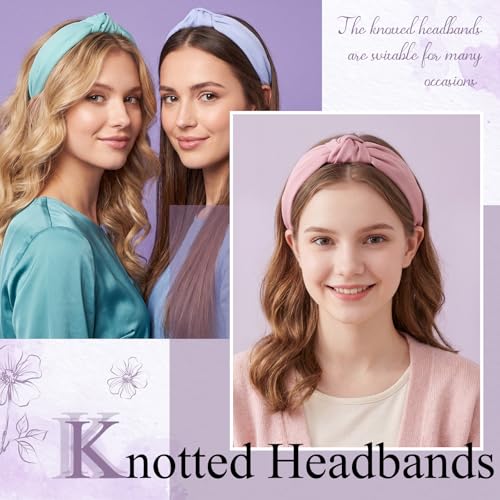 obeoby 8Pcs Knotted Headbands for Teen Girls, Chartreuse Pastel Girls Headbands Summer Dress Hair Accessories Trendy Stuff - color: Light Colors