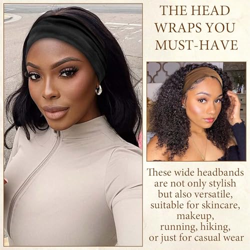 4 Pack Bandana Headbands for Women Large Turban Head Wraps Wide Headband Knotted Criss Cross Head Band Scarf Cute Hairband Workout Hair Wrap Turban Headband for Women’s Hair - color: Style 113