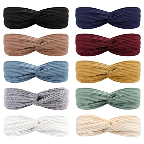 DRESHOW 10 Pack Headbands for Women Criss Cross Vintage Head Wrap Boho Headband Twisted Elastic Hair Accessories - color: 0-10 Pack: Summer Garden