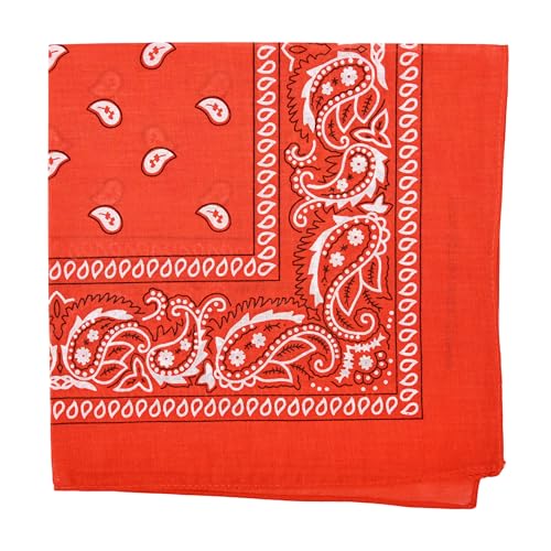 Motique Accessories 22 Inch Cotton Paisley Bandana - color: Dark Orange