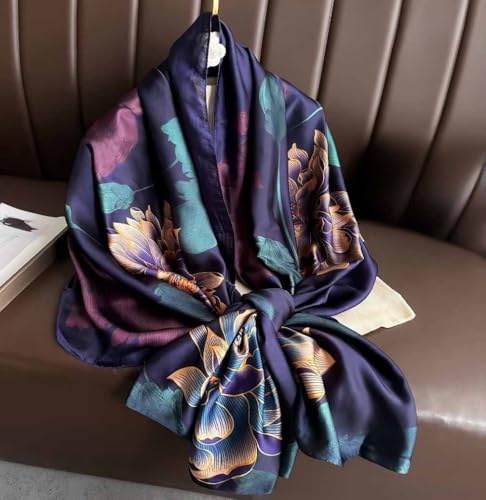 Acotavie Scarfs for Women Dressy Fashion Scarves Long Floral Pattern Scarf Lightweight Sunscreen Shawls - color: C002 Purple