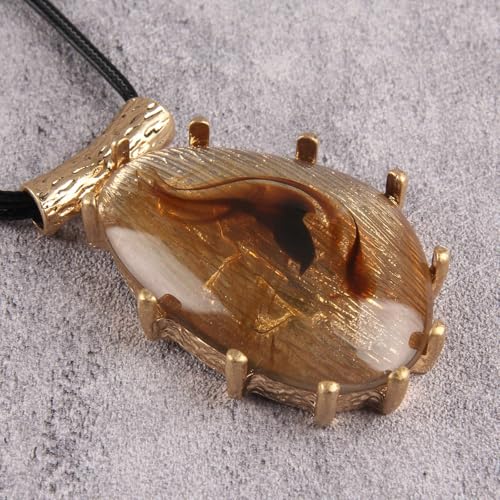 Leather Necklace for Women Large Pendant Hippie Choker Necklace Vintage Sweater Necklace Chunky Boho Necklaces for Women - style: Boho Chunky Necklace