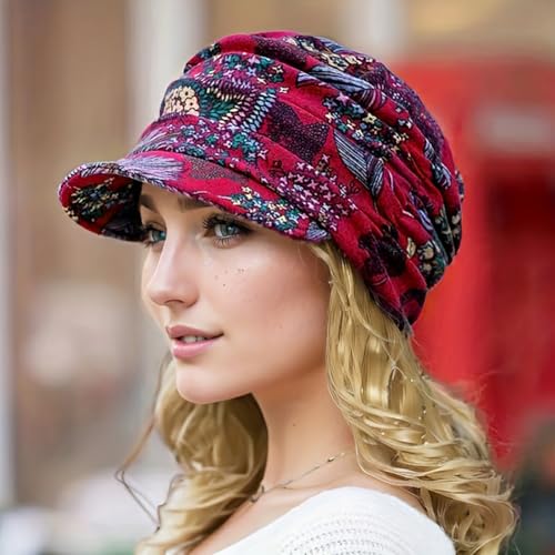 XYIYI Women Cancer Headwear Soft Chemo Beanie Baseball Cap - color: Red Flower