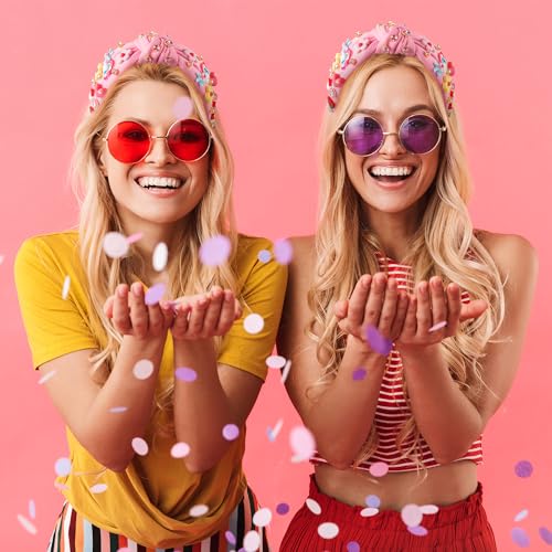 PANTIDE Floral Jeweled Knotted Headband - Rainbow Rhinestone Crystal Embellished Headband Wide Top Knot Fashion Hairband Hair Accessories Spring Summer Birthday Gift for Women Girls (Pink) - color: Pink Floral